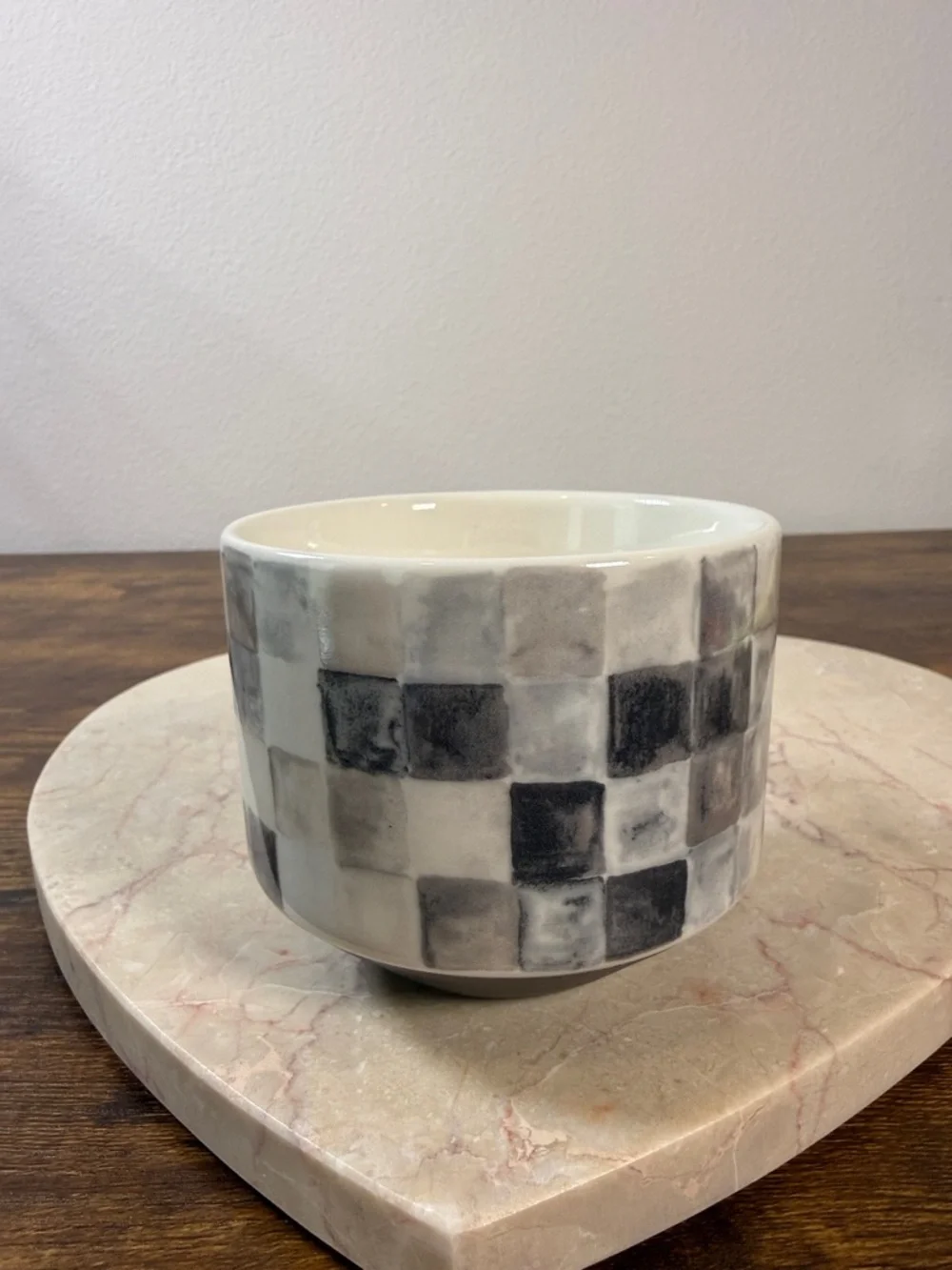 NWT Starbucks Checkerboard Ceramic Coffee Mug - Neutral Tones, 12 Oz